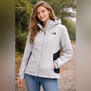 The North Face HyVent Rain Jacket Women XL Gray Waterproof Hooded Shell